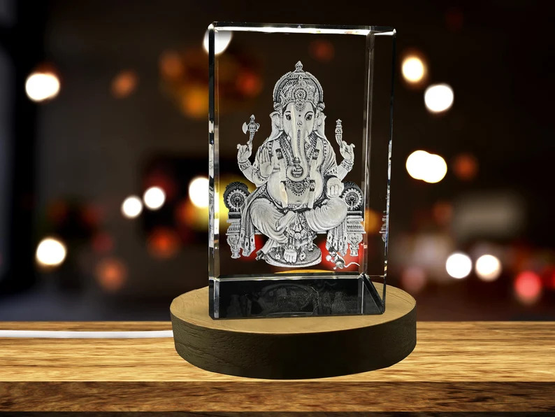 Ganesha 3D Engraved Crystal Keepsake